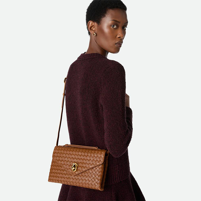 bottega veneta knot lock intrecciato leather mini flap crossbody bag #817191